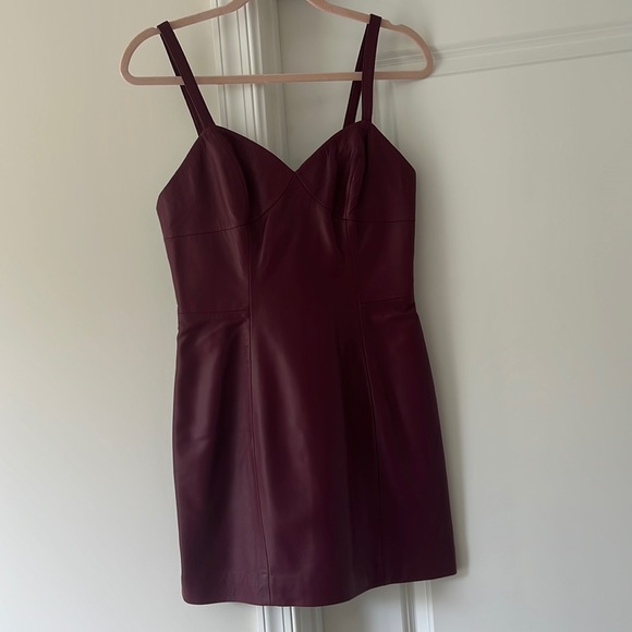 Fleur du mal Bordeaux Lamb Leather Mini Dress - Picture 6 of 13